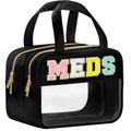 Travel Waterproof Makeup & Meds Bag with Handles - Black-MEDS