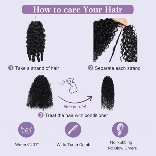 Burmese Curly Crochet Hair Extensions 120g 16 Inch - Natural Human Hair, Easy Install