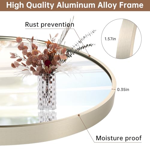 22x30 Inch Oval Brushed Nickel Bathroom Mirror - Modern Wall Decor