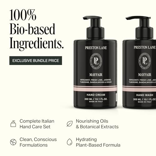 Preston Lane Hand Soap & Lotion Set, Mayfair Scent ? Hydrating Hand Wash and Moisturizing Hand Cream Duo | Clean Ingredients, Vegan & Cruelty Free Bathroom and Kitchen Essentials Gift Set