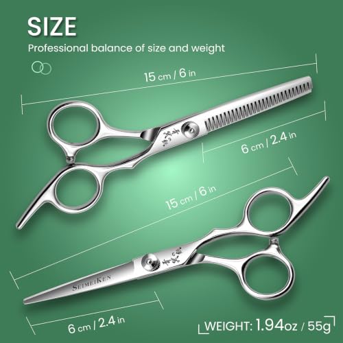 SEIMEIKEN Silver 6.0 Inch Hair Cutting Scissors Kit – Professional Hairdressing Shears