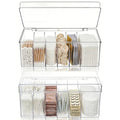 Acshio Lash Extension Organizer with 6 Compartments - Clear Plastic Storage Box for Beauty Supplies