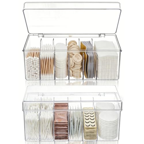 Acshio Lash Extension Organizer with 6 Compartments - Clear Plastic Storage Box for Beauty Supplies