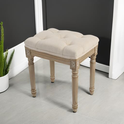 Yusong Upholstered Vanity Stool 17x13x18.6 Inches Beiged Small Bedroom Bench