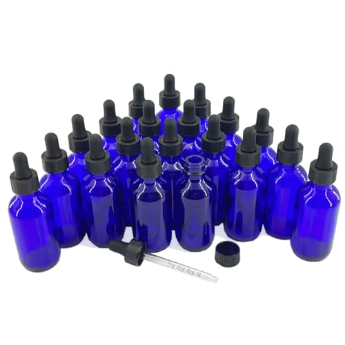 60ml Glass Dropper Bottles Set - Cobalt Blue Cosmetic & Perfume Containers, 20 Pack