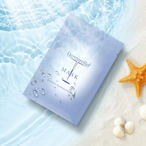 Dermaroller, Silk Face Masks Intensive Hyaluronic Acid Moisturizer with Matriyxl 3000 Tocopherol Boost Collagen Hydrate Dry Skin Reduce Fine Lines Wrinkles SingleUse Masks (5 masks)