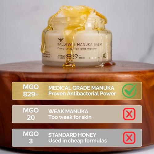 All-Natural Grass-Fed Beef Tallow & Manuka Honey Body Balm for Dry Skin