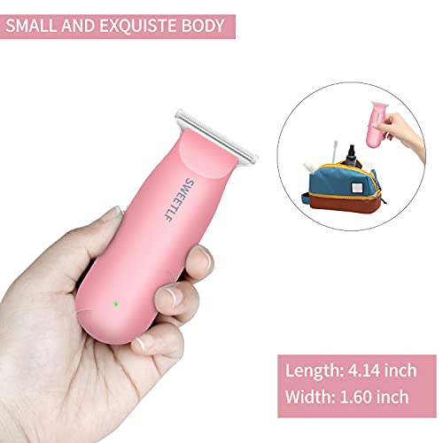 SweetLF Hair Clippers, Silent Cordless Hair Trimmer, Mini Hair Cutting Kit with 3 Guide Combs, USB Rechargeable, Portable, Pink