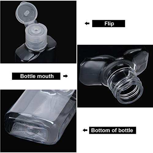 Patelai 50 Pcs Clear Empty Travel Bottles 30 ml/ 1 oz Flip Cap Empty Hand Sanitizer Bottles Container Portable Refillable Flip-top Container for Travel Outdoor Camping Business Trip (Pack of 2)