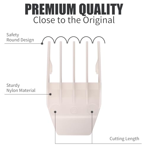 Professional Peanut Clipper Guards Set Compatible with Wahl Peanut, Clipper Guides Replacement - 1/8" to 1/2", 4 Piece Set, White Color