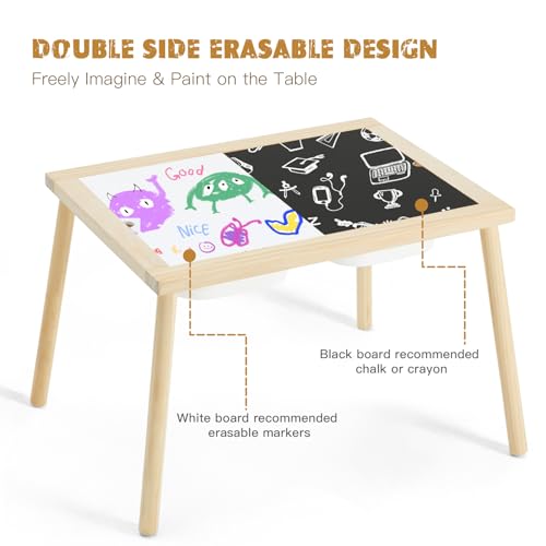 Kids Sensory Activity Table with Storage Bins - Indoor Outdoor Toddler Play Desk