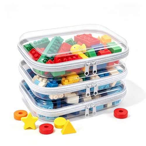 White 3-Pack Transparent Hard Shell Zipper Travel Organizer Pouches