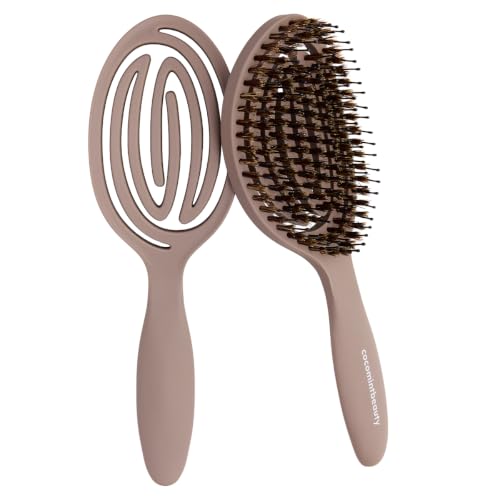 Boar's Hair Wellness Hair Brush - Soft Taupe, Detangles & Scalp Massage
