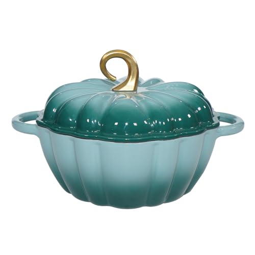 Cyan Pumpkin Enameled Cast Iron Dutch Oven 4.5QT with Lid & Handles