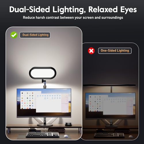 LitONES Premium LED Desk Lamp - Dual-Sided Soft Lighting with Knob Remote - Black