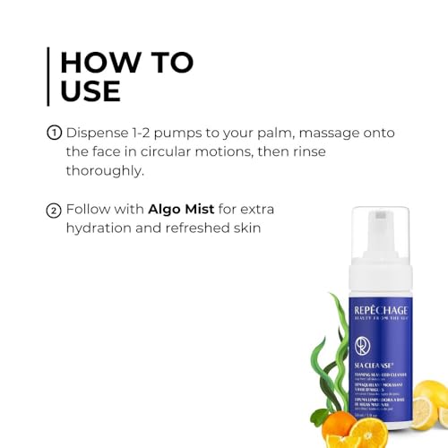 Repechage Sea Cleanse Foaming Seaweed Cleanser ? Hydrating Soap-Free Daily Facial Cleanser for All Skin Types with Seaweeds, AHAs, Soy Protein & Vitamin C ? Gently Exfoliating Face Wash ? 5 fl oz
