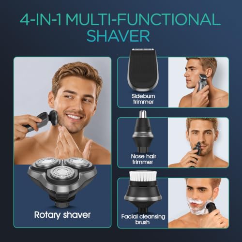 VOYOR Electric Rotary Razor for Men, 3D Floating Heads, Wet & Dry - Grey
