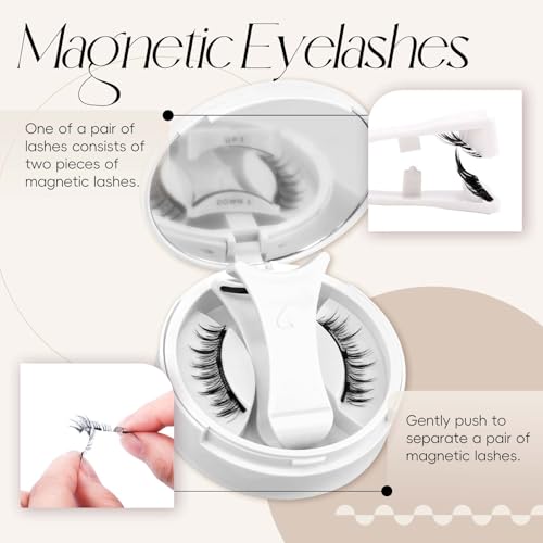 FADLASH Magnetic Eyelashes with Applicator Magnetic Lashes Reusable Natural Look Soft Magnet Eyelash Kit Easy to Wear 1 Pair (B1)