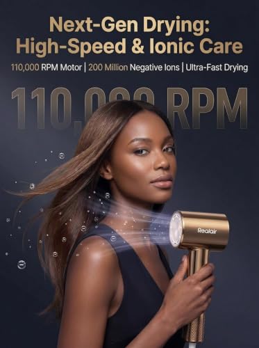 Gold High-Speed Ionic Hair Dryer with Essential Oil Diffuser and Travel Portability