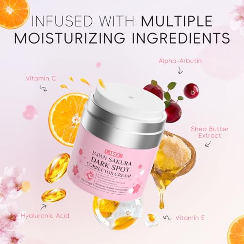 LAIKOU Japan Sakura Dark Spot Remover Face Cream 2pcs, Brightening & Even Skin Tone