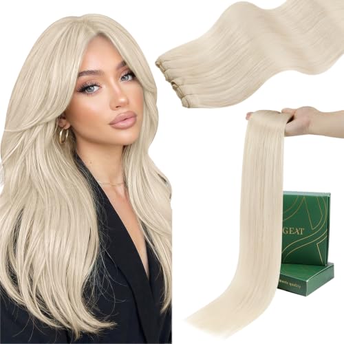 Ugeat Sew In Hair Extensions Blonde 14 Inch, Real Human Hair, 80g, S-#60A