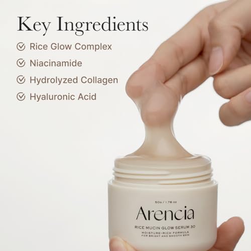 Arencia Rice Mucin Overnight Glow Face Serum 1.76 Fl Oz – Hydrating & Brightening
