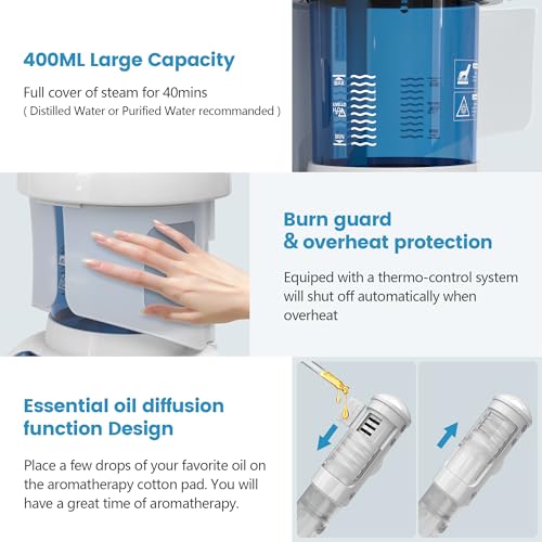 Nisperos Nano Ionic Facial Steamer with Rotatable Sprayer & 40-Minute Warm Mist – White