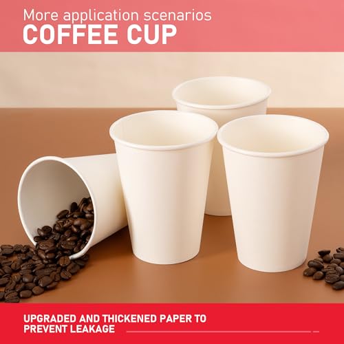 White 12 oz Disposable Coffee Cups 1000 Pack - Leak-Proof & Bulk