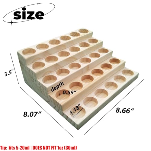 Wooden Essential Oil Display Stand 5 Tiers - 30 Bottle Capacity, Natural Finish, Variation of THIS listing