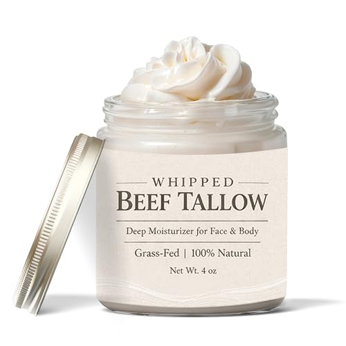 Whipped Face and Body Moisturizer with Grass-Fed Beef Tallow & Honey 4oz - Unscented, Hydrating Skincare