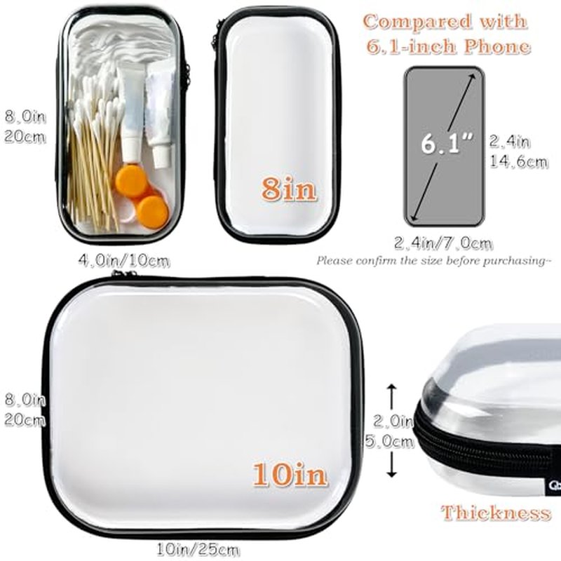 Clear Zipper Pouches for Organizer, Waterproof Hard Clear Zipper Case, Hard Plastic Pouch with Zippered