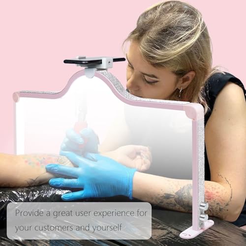 34-Inch Pink Nail Desk Light with 3-Level Dimming & Phone Holder