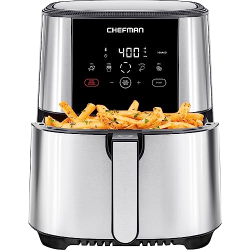 Chefman TurboFry Touch Air Fryer 5 Quart - Stainless Steel, Large Capacity