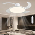 White 42-Inch Retractable Ceiling Fan with Lights & Remote Control - Modern Low Profile Fandelier for Bedroom & Living Room