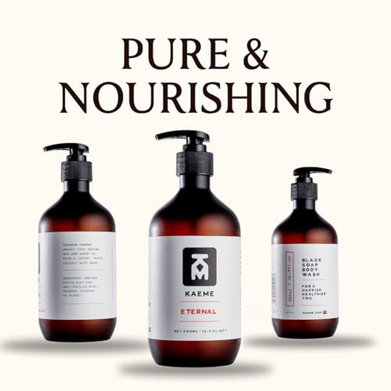 KAEME.COM ETERNAL African Black Soap Body Wash-Deep Cleansing & Moisturizing With Natural Antioxidant,Antifungal Hydrating Formula for Sensitive, Acne-Prone Skin,Sulfate,Paraben Free(500mL /16.9Fl oz)