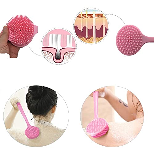 Silicone Body Scrubber, Long Handle Back Scrubber for Shower, Silicone Body Brush Shower Scrubber for Body, Shower Srush Back Brush Body Exfoliator