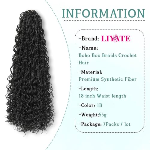 18 Inch Boho Crochet Braids for Black Women - 7 Packs, Variation 1B