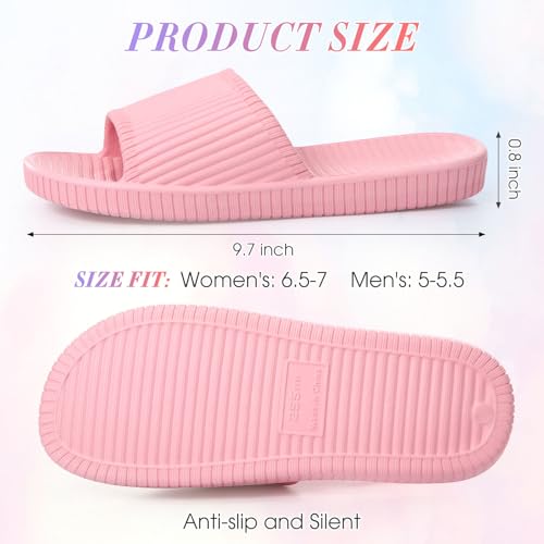 Non Slip Shower Slides for Women & Men - Lightweight Pool & Spa Slippers - 6.5-7 Women / 5-5.5 Men - Light Variation