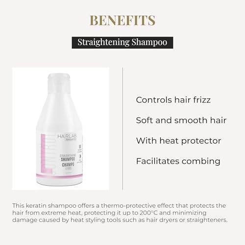 SALERM - Keratin Shampoo - Lisos Hair Lab - 300 ml - Controls Hair Frizz - Smooth and Straight - With Heat Protector - Eases Styling - Sulfate-Free and Paraben-Free Shampoo