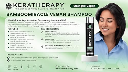 Trueplex Bamboo Miracle Smooth & Repair Shampoo 12 fl oz (Pack of 1) – Vegan, Sulfate-Free, Damaged & Frizzy Hair