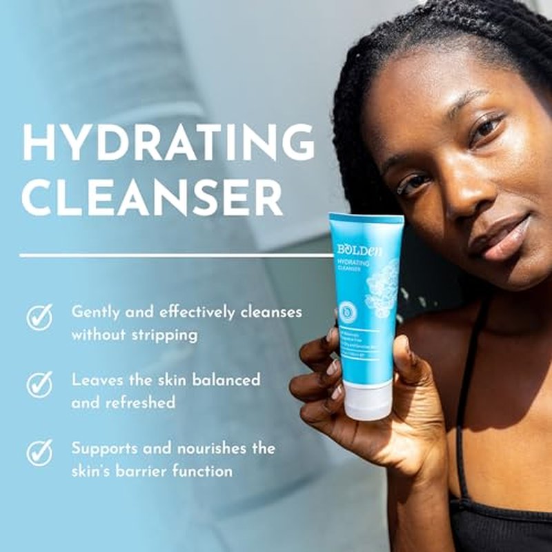 BOLDEN Hydrating Cleanser | Moisturizing Daily Face Wash for Dry, Sensitive Skin | Non-Stripping & Fragrance Free | 3.4 fl oz (Pack of 2)
