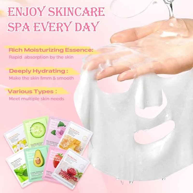 Gifts for Women Face Mask Skin Care Set 36 Pcs Teens Girl Gifts Moisturize,Hydrate Face Mask Set Spa Gift Set Self Care Valentines Mothers Day Birthday ( Face Masks, Lip & Eye Patches, Face Essense)