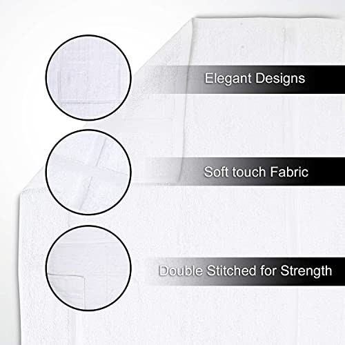 Gold Textiles 12 Pack White Cotton Blend Hotel Bath Mats 18x25 Inches Quick Dry
