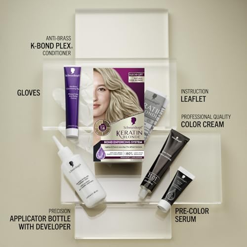 Schwarzkopf Keratin Blonde Hair Dye, 11.01 High Lift Natural Cool Blonde, Professional Quality Permanent Hair Color, Bond Enforcing System, Pre-Color Serum & Conditioner Included