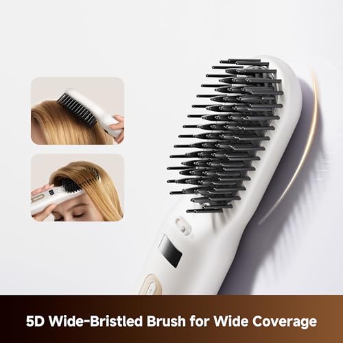Cordless Hair Straightening Brush with Ionic & Keratin Care, Rechargeable Heated Styling Tool
