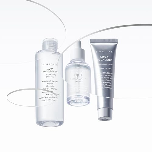 S.nature Hydrating Set, 3 Steps to Refined Pores, Lasting Hydration, Aqua Oasis Toner 300ml, Squalane Serum 50ml, Squalane Cream 60ml