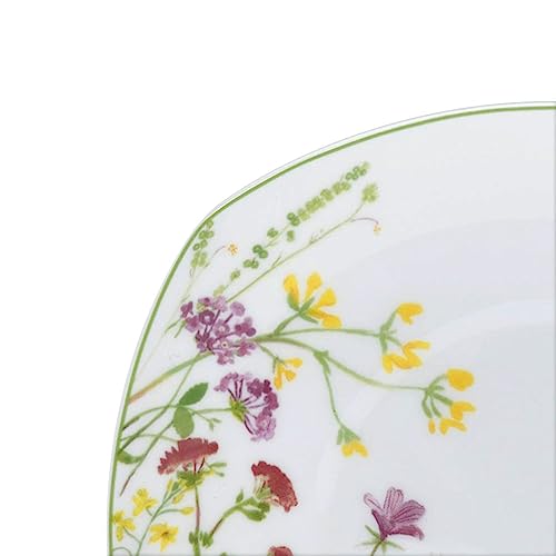 Mikasa Wildflower Garden 16-Piece Bone China Dinnerware Set for 4 - Floral Square Plates & Mugs