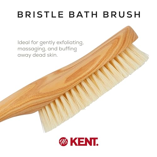 Kent FD10 Ashwood Back Scrubber for Shower & Bath Exfoliator - Boar Bristle Body Brush