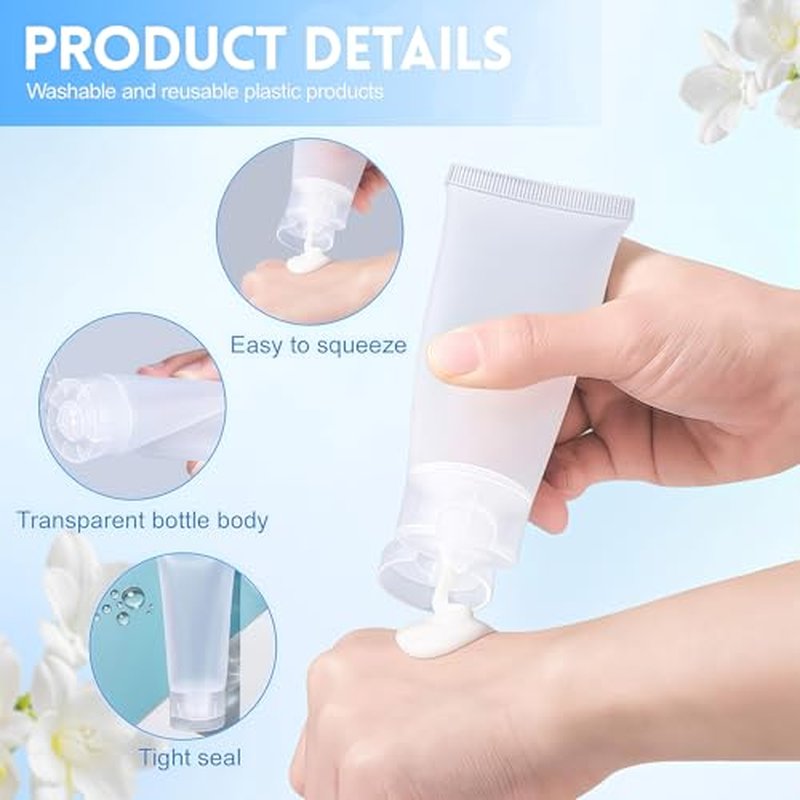 erioctry 20PCS 100ml Refillable Empty Plastic Tubes Bottle Packing Sample Bottles Jars Makeup Container For Shampoo Cleanser Shower Gel Body Lotion (100ml)
