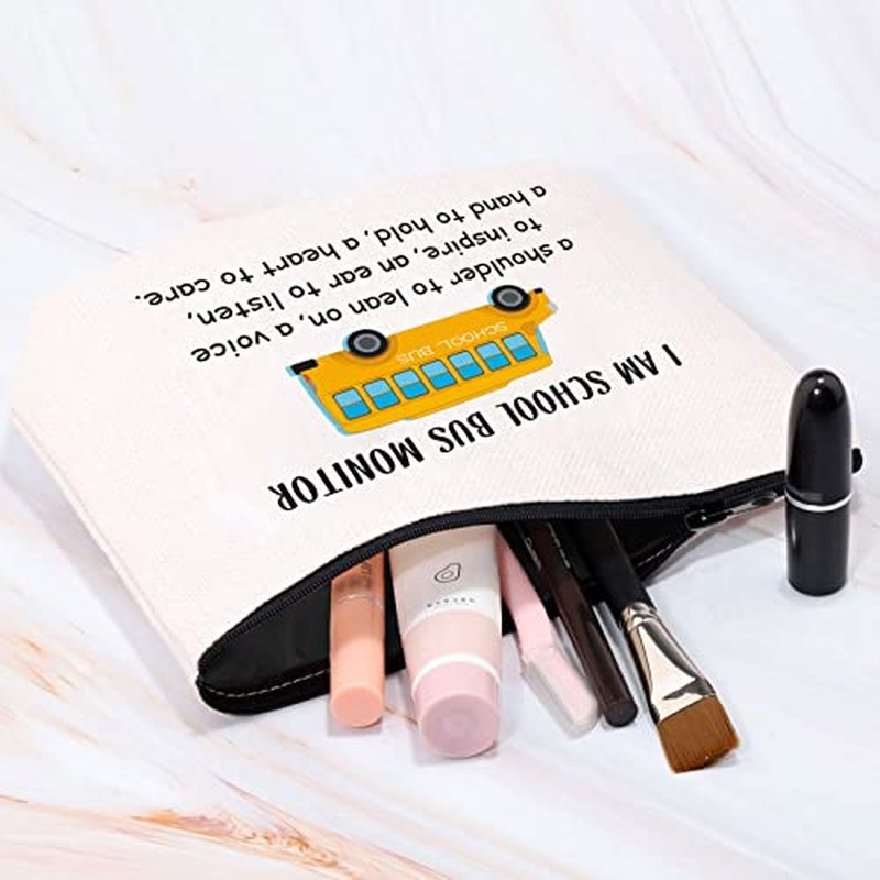 MBMSO Bus Monitor Gifts Bag Bus Driver Appreciation Gift Cosmetic Bag Bus Attendant Gift Bus Monitor Zipper Bag (I am Bus Monitor bag)